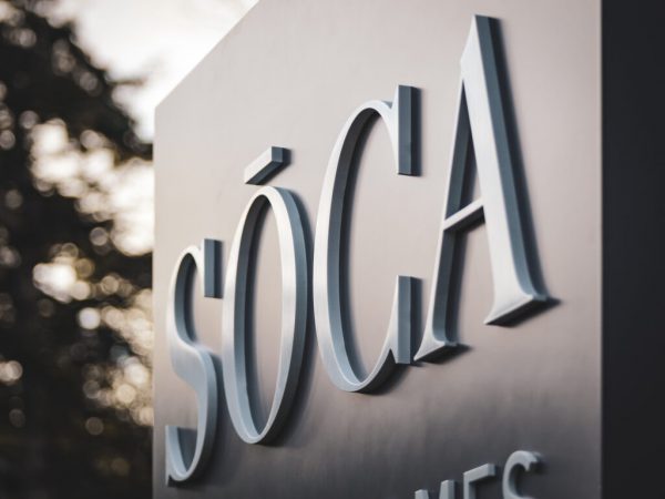 Dimensional letters sign "Soca"