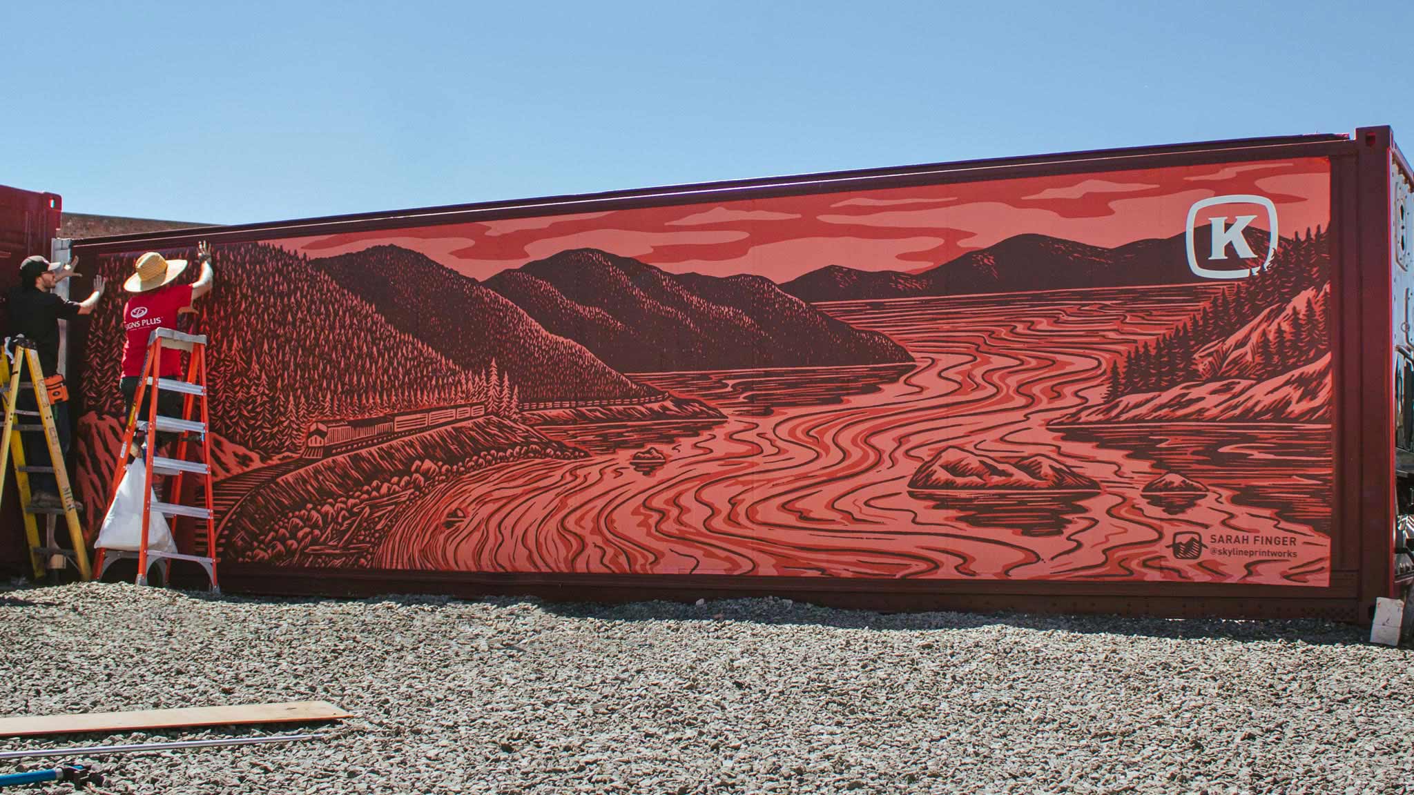 Pacific Northwest art on a digital vinyl wall mural