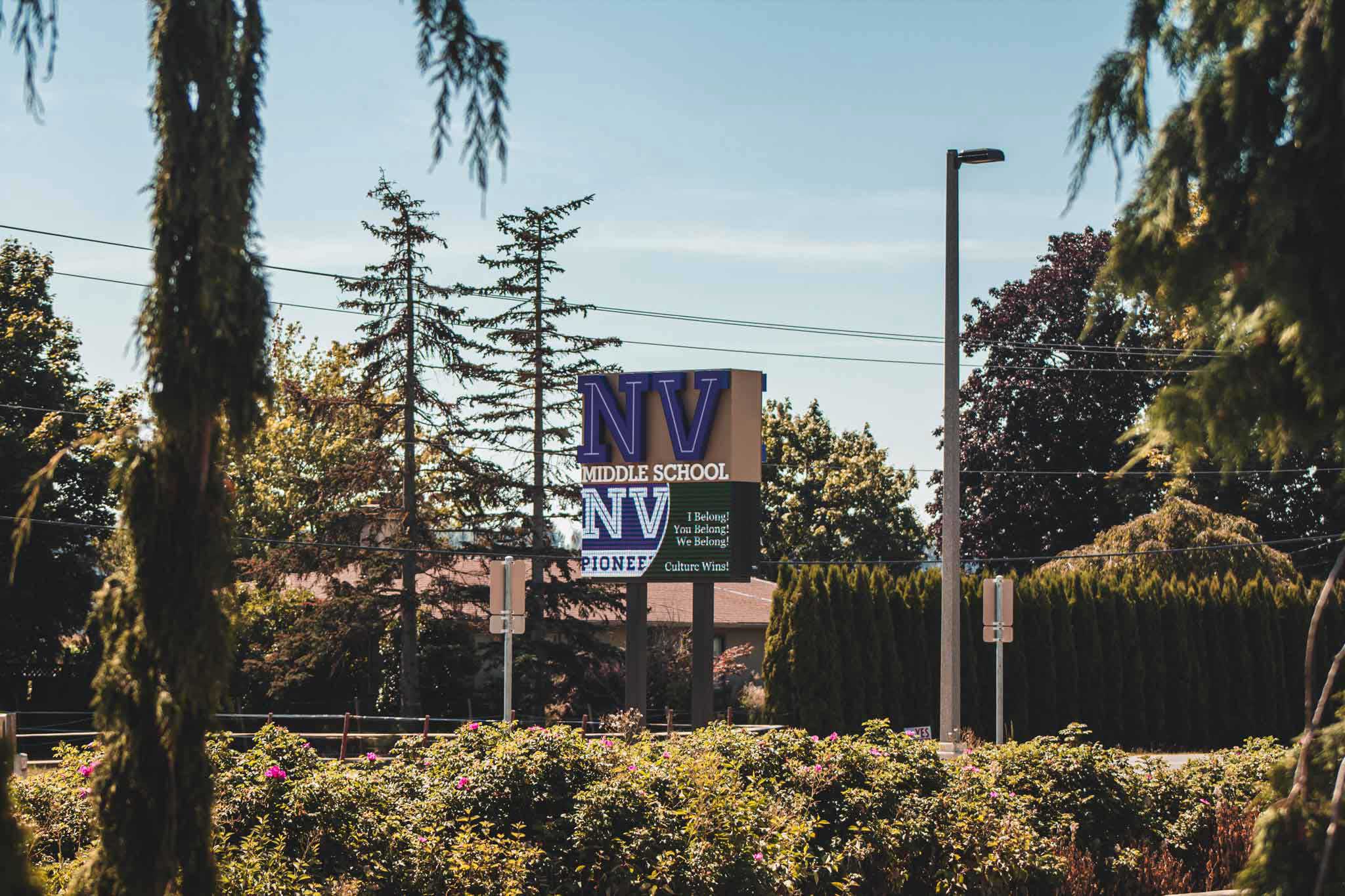 Nooksack Valley Middle School digital pylon sign